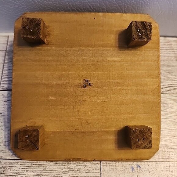 Woven Wooden Box with Lid Square Trinket 4" - Picture 6 of 9